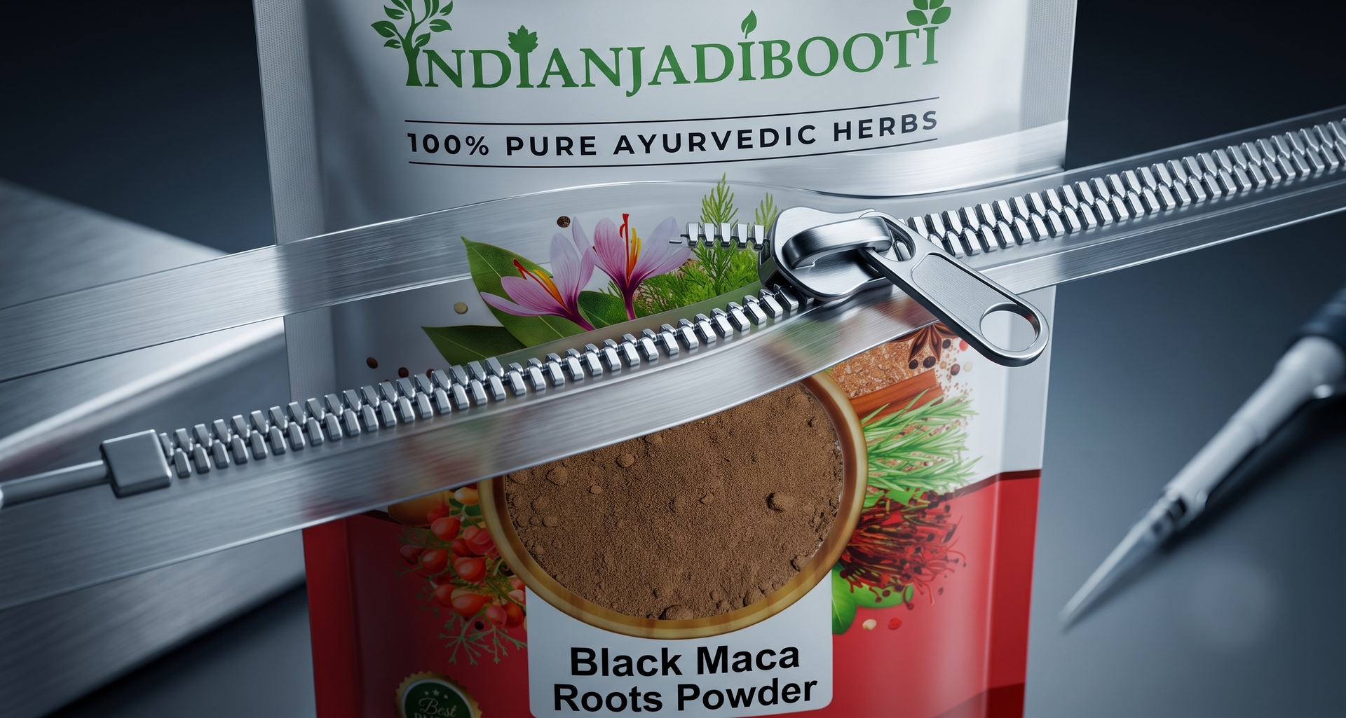 IndianJadiBooti Pure Black Maca Powder (Lepidium Meyenii) | Peruvian Ginseng for Inner Vitality, Stamina & Adaptogenic Support | (100 Grams)