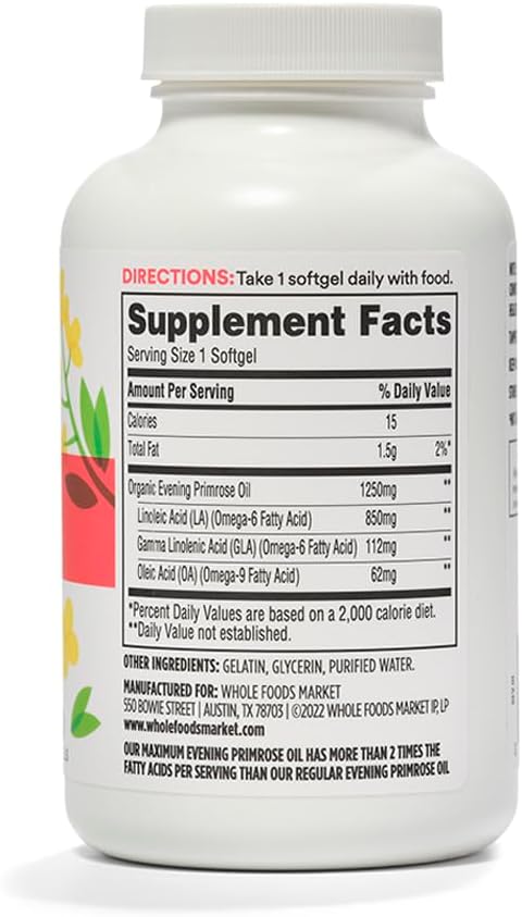 365 by Whole Foods Market, High Potency Evening Primrose Oil 1250mg, 120 Count 4