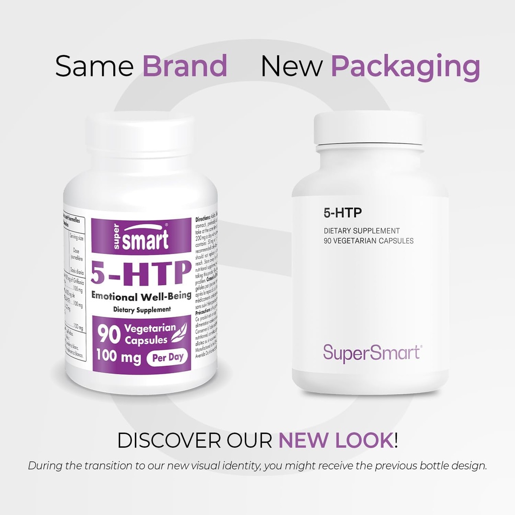 Supersmart 5-HTP 100mg per Day (High Purity) - 98% 5-HTP Supplement - Griffonia Simplicifolia Extract - 5-HydroxyTryptoPhan | Non-GMO & Gluten Free - 90 Vegetarian Capsules 3