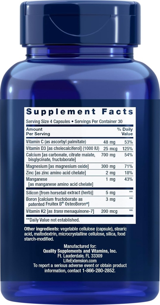 Life Extension Bone Restore Calcium Supplement with Vitamin K2, 120 Capsules (Pack of 3) 3