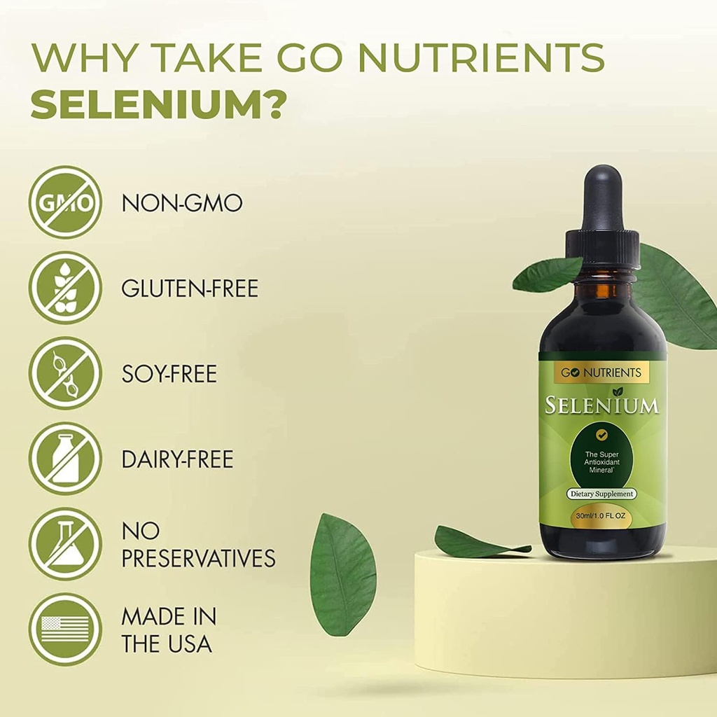Go Nutrients Selenium 1 oz Liquid Drops, 60 mL - Supports Thyroid Function, Energy, and Metabolism 4