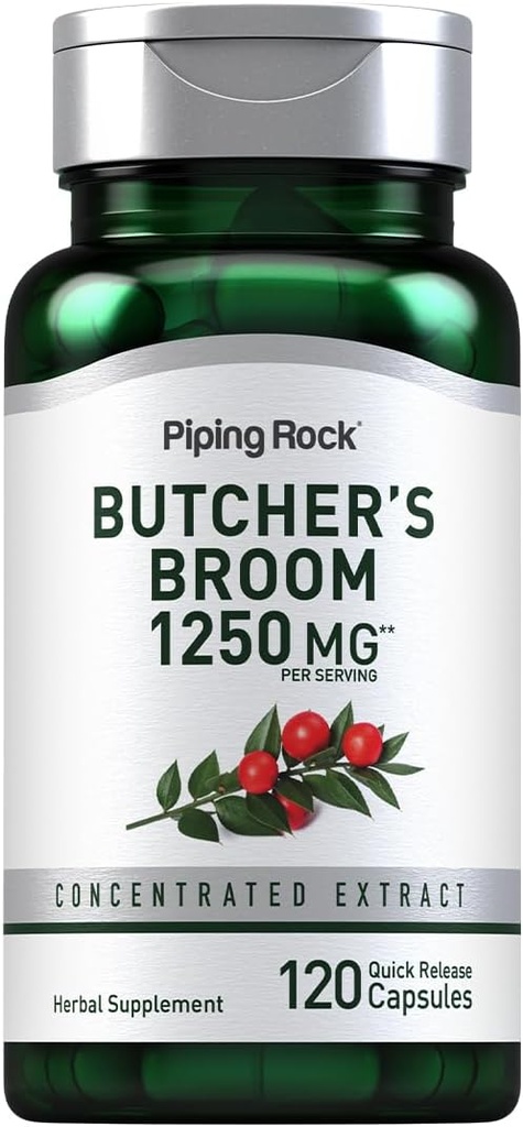 Piping Rock Butchers Broom Supplement | 1250 mg | 120 Capsules | Herbal Root Extract | Non-GMO, Gluten Free 2