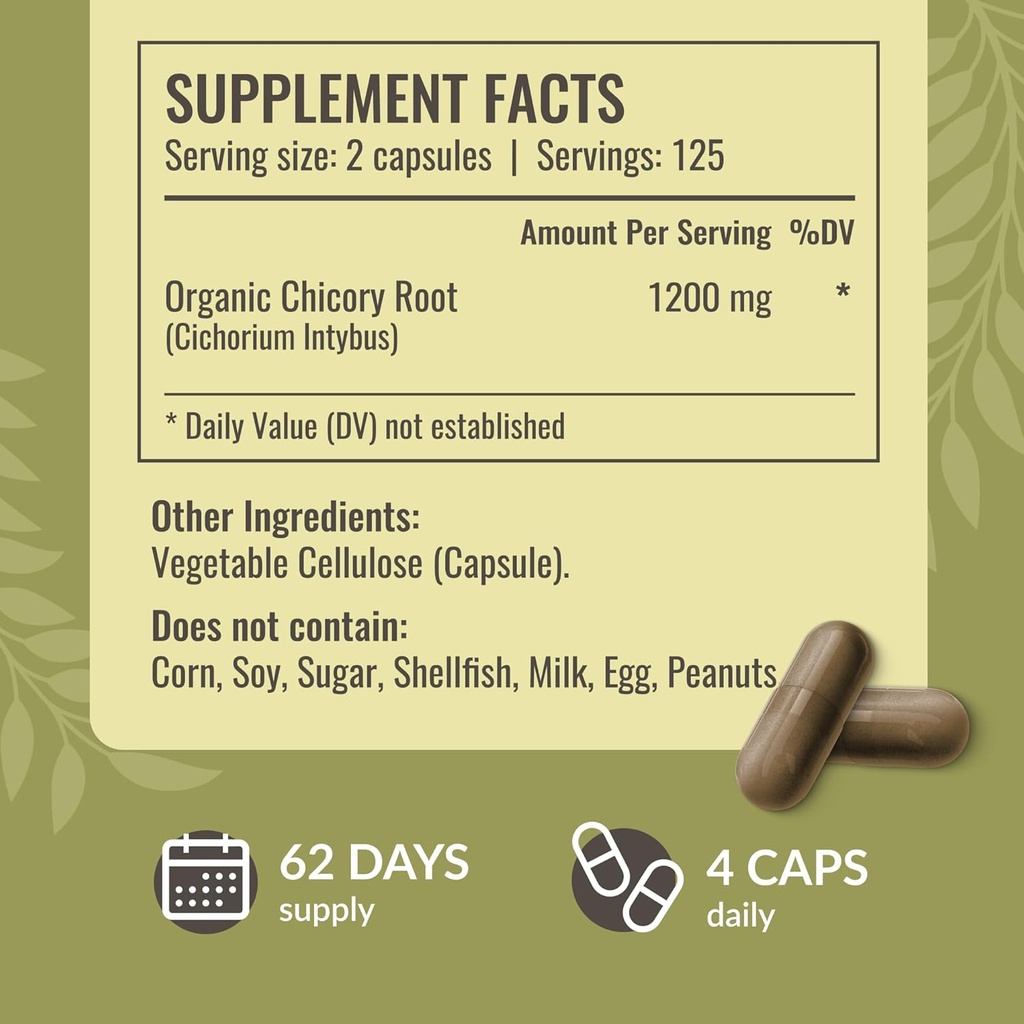 HERBAMAMA Chicory and Dandelion Kit - Bundle of 1200 mg Chicory Root Capsules & Dandelion Root Tincture 4 fl oz - Vegan, Non-GMO, Sugar & Alcohol-Free - 2 Pack 5