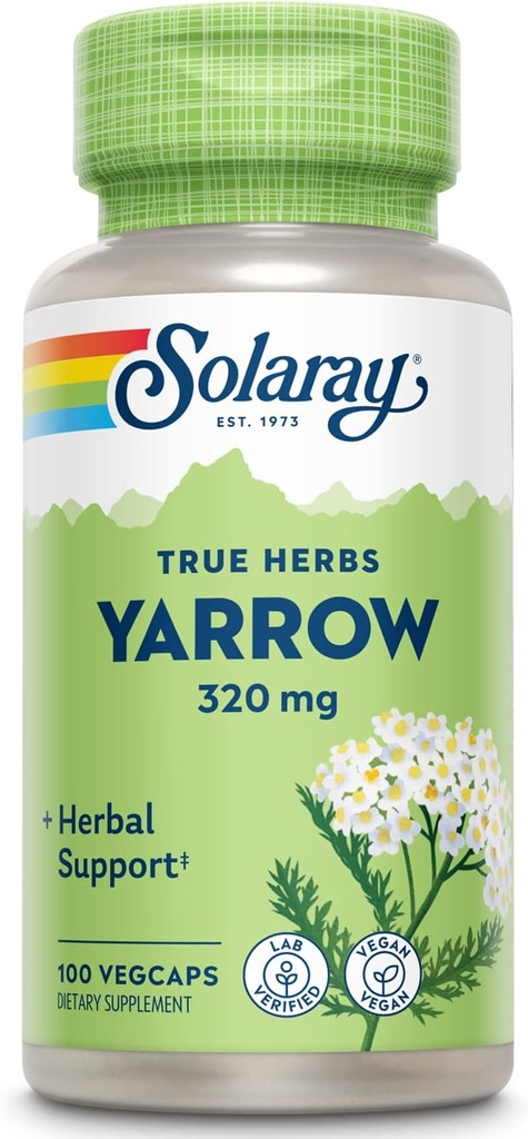 SOLARAY True Herbs Yarrow 320mg, Whole Aerial - Yarrow Herbal Supplements for Wellness Support - Non-GMO, Vegan, Gluten Free, Lab Verified, 60-Day Money Back Guarantee - 100 Servings, 100 VegCaps 2