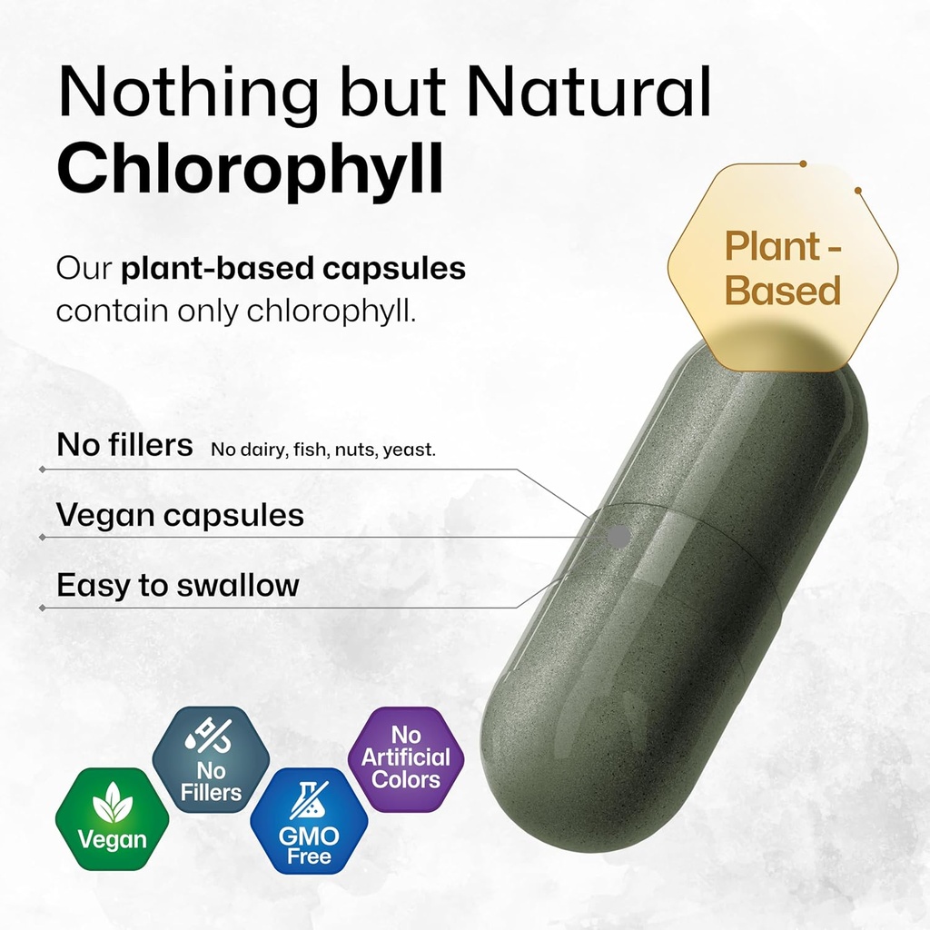 BIO KRAUTER Chlorophyll Capsules - Internal Deodorant and Detox Supplement - Vegan Immune Support Caps - 3 Months Supply 5