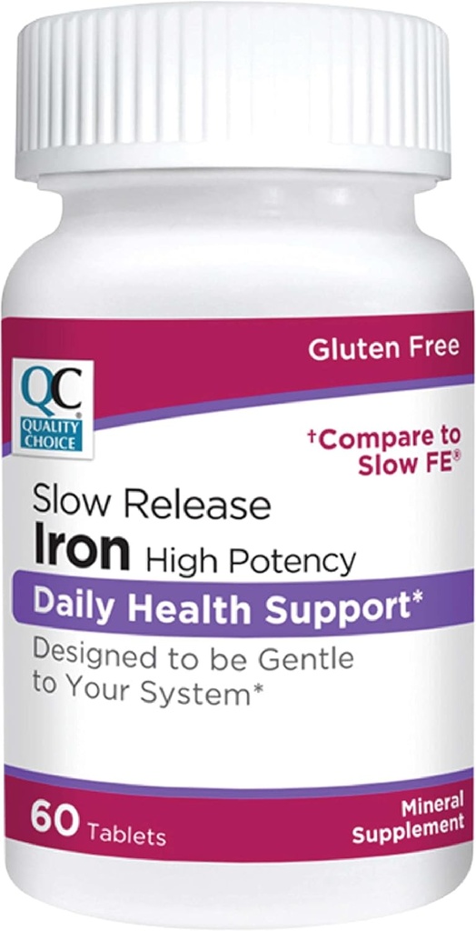Quality Choice Iron High Potency Slow Release Tablets, 45mg, 60 Tabets Each (Pack of 7) 2
