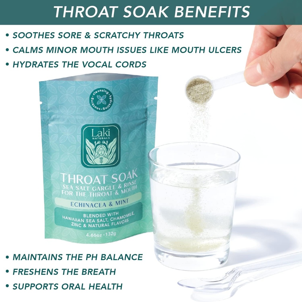 Laki Naturals Throat Soak Pouch of Echinacea & Mint with Scoop 6