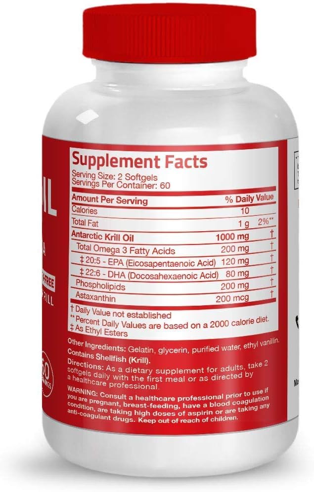 Vital 3 Joint Solution® Clinically Proven Liquid Knee Relief + Bronson Antarctic Krill Oil 1000 mg with Omega-3s EPA, DHA 6