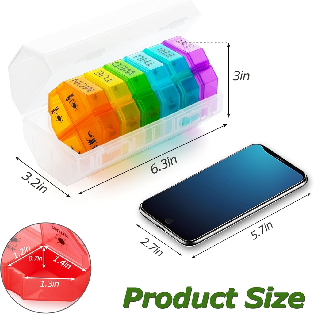 Weekly Pill Organizer 4 Times a Day, Large Pill Box 7 Day Daily Pill Case with 28 Extra Large Compartments Portable Travel Pill Container Big Medicine Organizer for Supplement Vitamin (White) 4