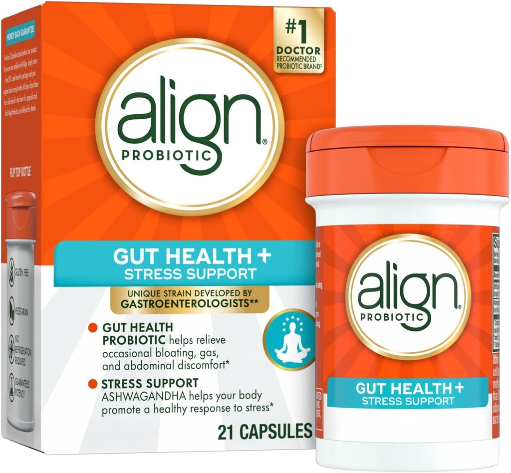 Align Probiotic, Digestive De-Stress, Probiotic for Women and Men with Ashwagandha, Helps with a Healthy Response to Stress, Gluten Free, Soy Free, Vegetarian, 50 Gummies (Pack of 2) 2