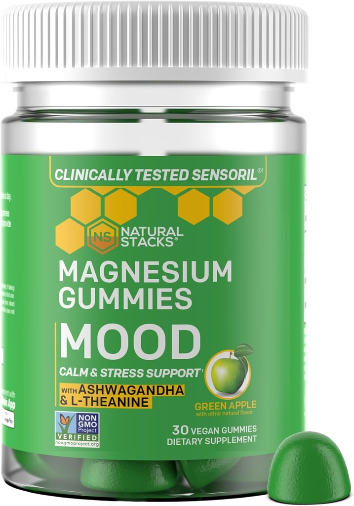 NATURAL STACKS Mood Magnesium Gummies + Dopamine Brain Food Bundle - Focus & Mood Support* - 90 Total Pieces 4