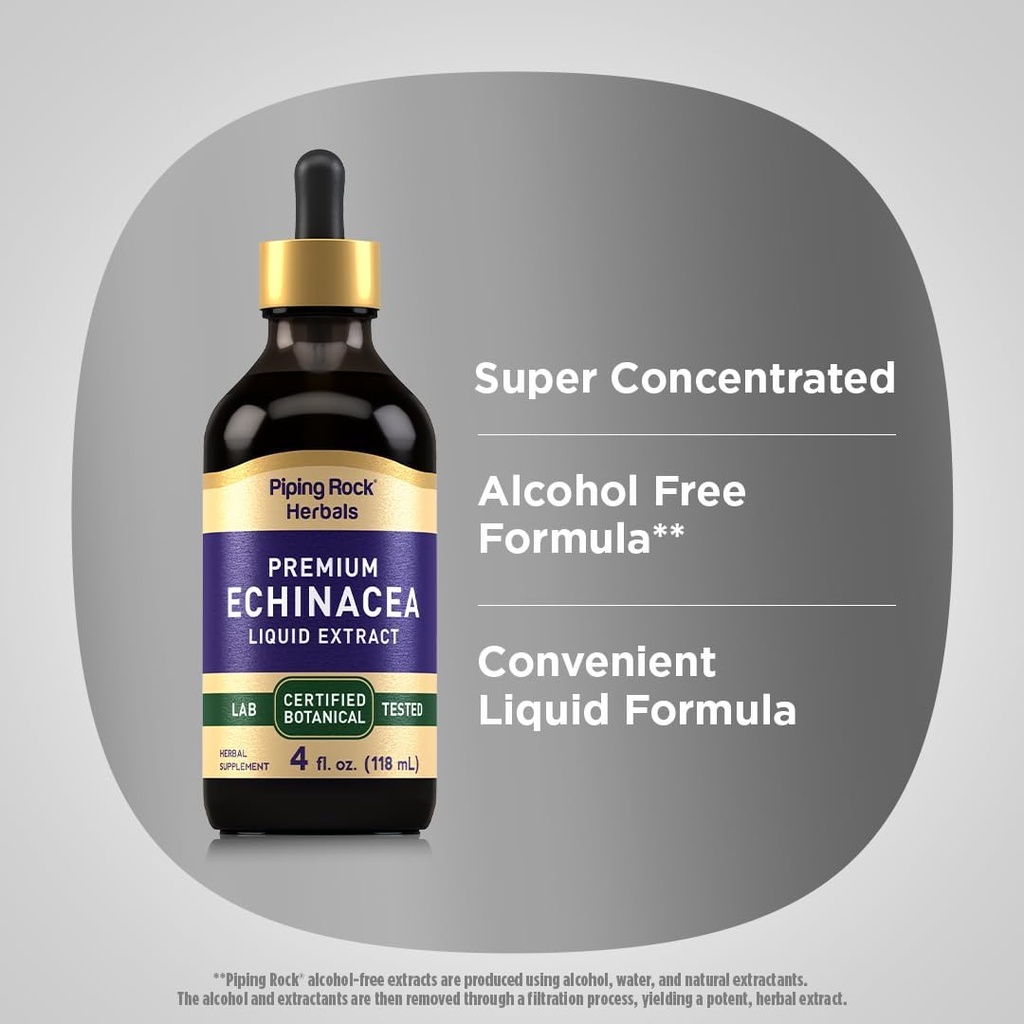Piping Rock Echinacea Drops | 4 fl oz | Liquid Extract Tincture | Premium Botanical Herb | Vegetarian Supplement | Alcohol Free, Non-GMO, Gluten Free 5