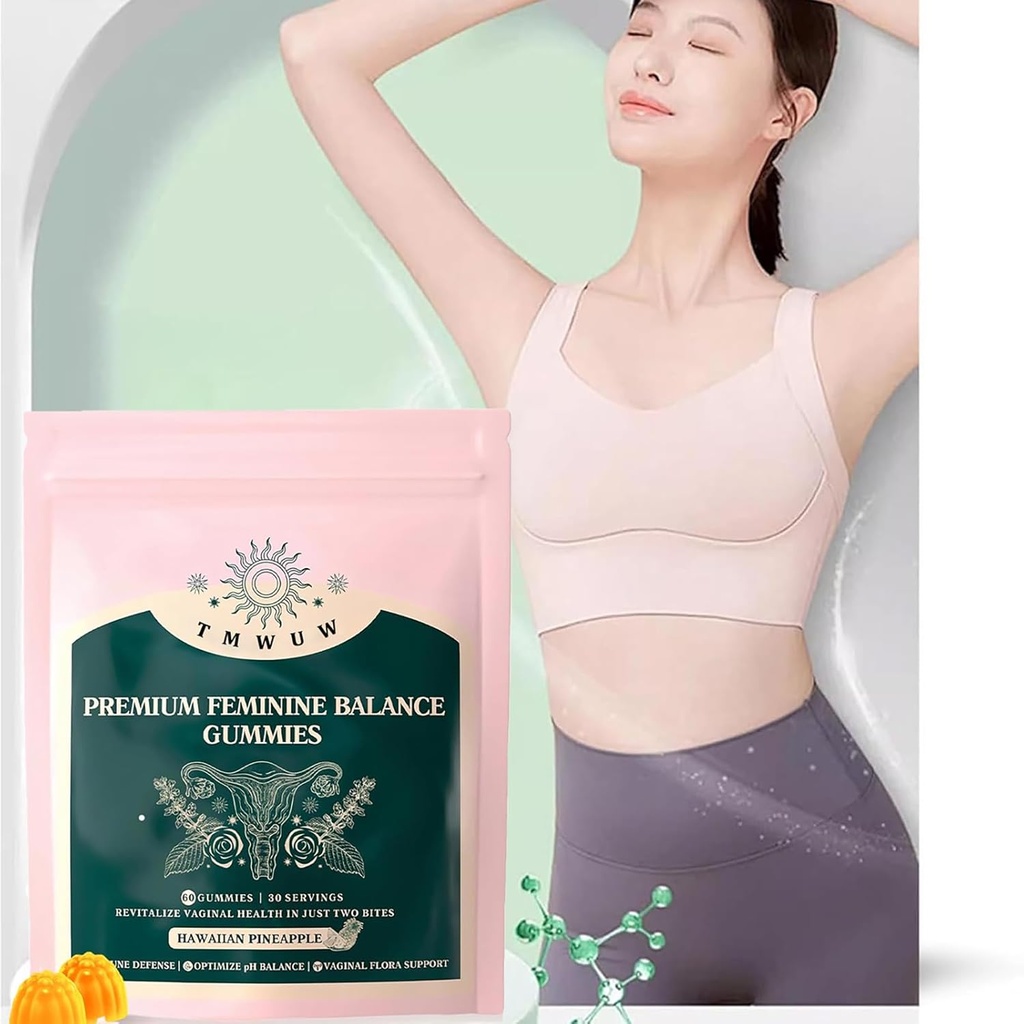 Premium Feminine Balance Gummies, Immune Support,Vegan, Gluten-Free,Hawaiian Pineapple,for Women’s Health & Wellness,60 Gummies - 30 Servings (1) 5