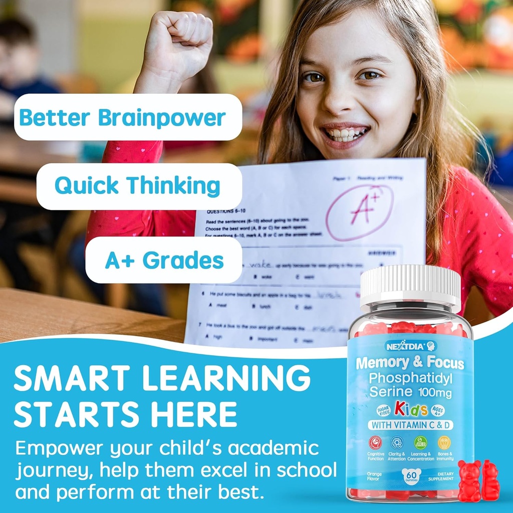 Sugar Free Phosphatidylserine for Kids + GABA Gummies 5