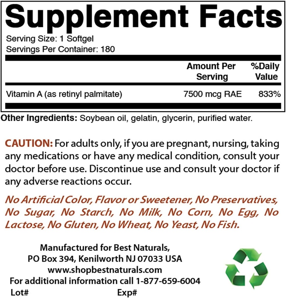 Best Naturals Vitamin A 25000 IU & B-100 Complex 2