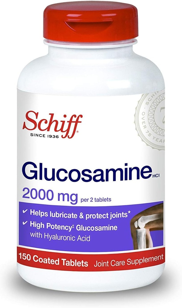 Schiff Glucosamine with Hyaluronic Acid, 2000mg Glucosamine, Joint Care Supplement Helps Lubricate & Protect Joints*, 150 Count (Pack of 2) 2