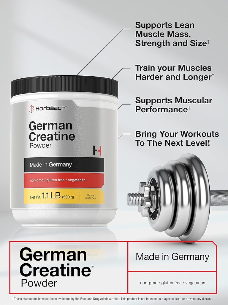 Horbäach German Creatine Powder 500g | Made in Germany with Creapure | Vegetarian, Non-GMO, and Gluten Free Dietary Supplement 4