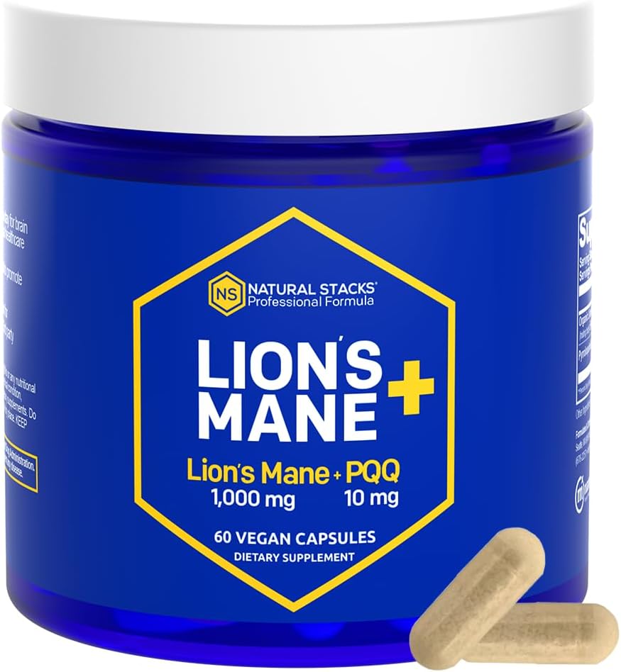 NATURAL STACKS Lions Mane+ Mushroom + NeuroLife Supplement Bundle - Supports Memory, Vitality & Longevity - 120 Total Capsules 3