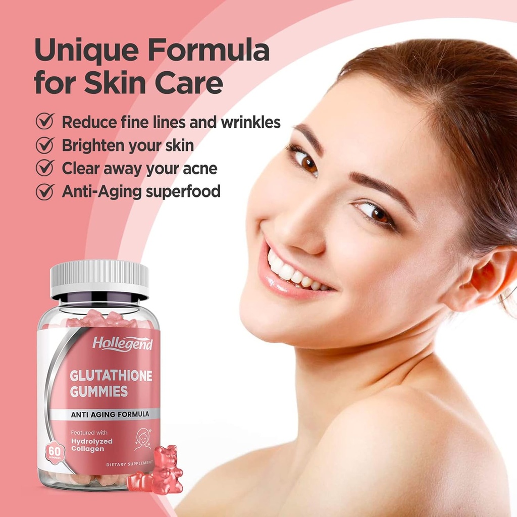 Reduced Glutathione 500mg Gummies, L-Glutathione with Collagen Chewable Supplements for Skin Care, Liver Support, Antioxidant, Immune System, 60 Count 3
