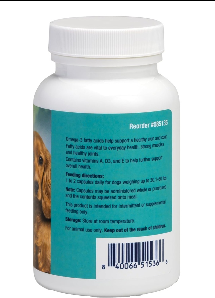 Omega-3 and Vitamin Supplement Softgel Capsules Medium Dog, 31-60 lbs 60 ct 4