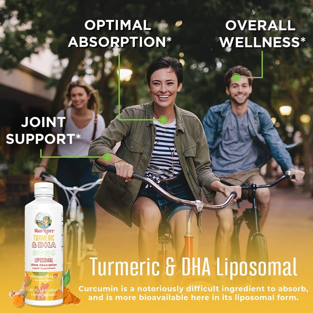 MaryRuth Organics Kids Multivitamin (Strawberry Cherry & Vanilla) & Turmeric & DHA Liposomal (Sweet Ginger) | Clean Label Project Verified® | Vitamins for Joint Health & Overall Wellness | Vegan 6
