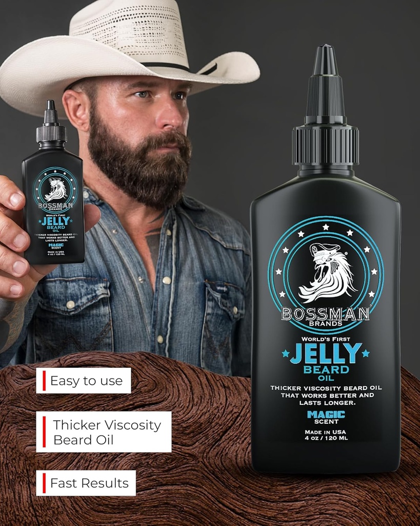 Bossman Jelly Beard Oil for Men (4 oz, Magic Scent) – Softens, Moisturizes & Conditions with Natural Ingredients 5