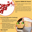 NEVISS Vitamin D3 5000IU + K2 (MK-7) 120mcg + Calcium Supplement 600mg, Algae Calcium Magnesium 2:1 6