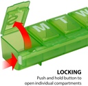 EZY DOSE Weekly (7-Day) Daily Pill Container, Medicine Planner, Vitamin Organizer, Large Locking Compartments Secure Prescription Medication and Prevent Accidental Spilling, Color May Vary, BPA Free 6