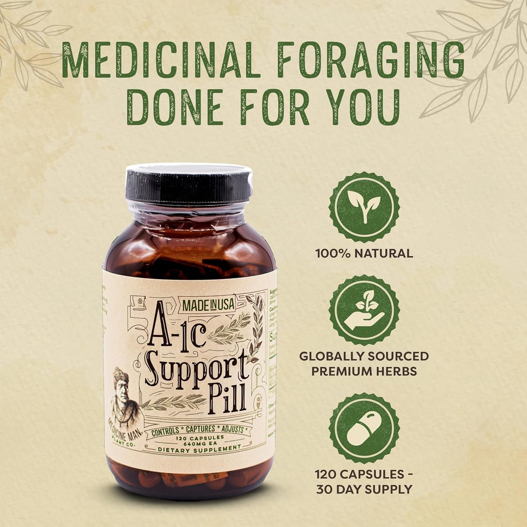 A-1C Support 120 Capsules - Natural and Organic with Bitter Melon, Holy Basil, and Aloe Vera Extract - Non-GMO and Herbal Formula 3