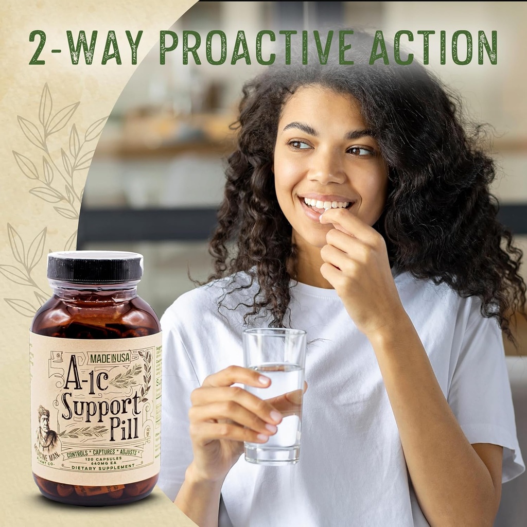 A-1C Support 120 Capsules - Natural and Organic with Bitter Melon, Holy Basil, and Aloe Vera Extract - Non-GMO and Herbal Formula 6