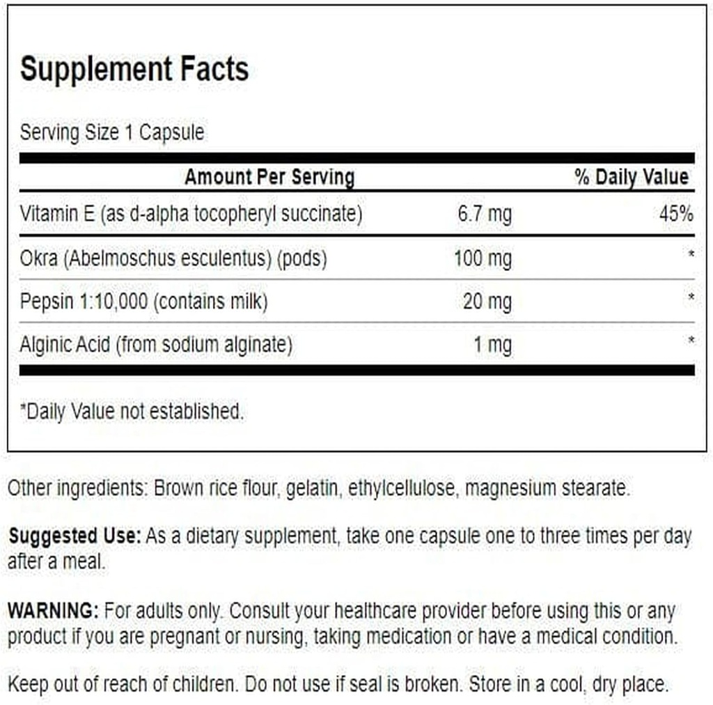 Swanson Okra Pepsin 90 Capsules 3