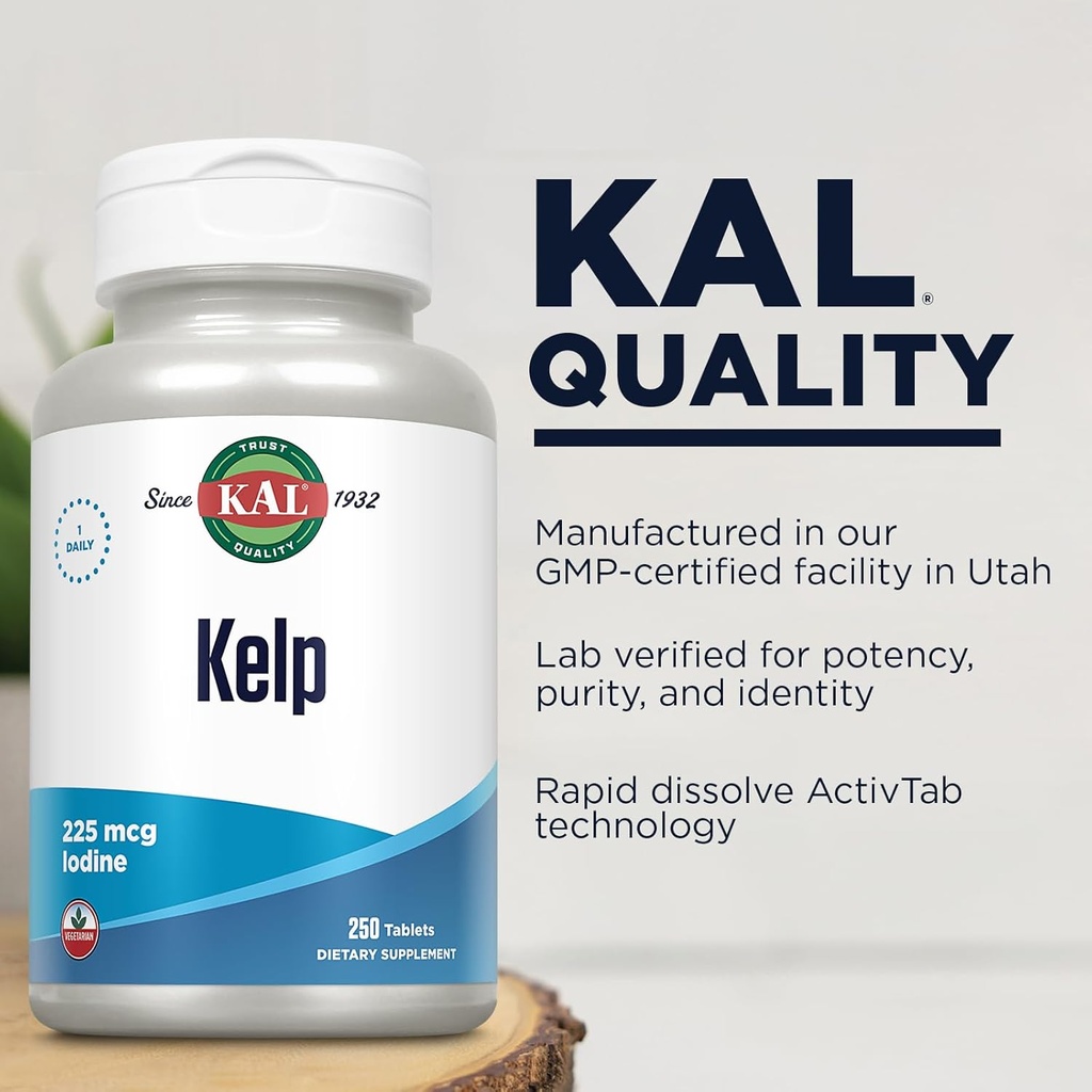 KAL 225 Mcg Kelp Iodine Tablets, 250 Count 5