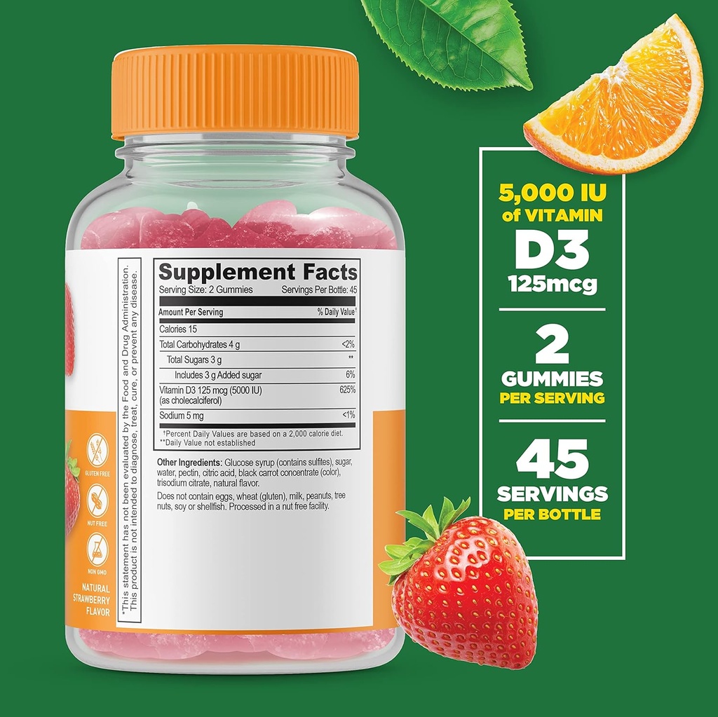 Lifeable Vitamin D 5000 IU + Melatonin 20mg, Gummies Bundle - Great Tasting, Vitamin Supplement, Gluten Free, GMO Free, Chewable Gummy 3