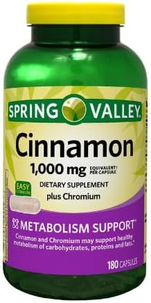 Generic Spring Valley Cinnamon Plus Chromium, 1,000 mg, 180 Count Capsules - Natural Dietary Supplement for General Wellness & + Sticker Dri Store 4
