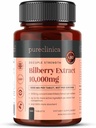 pureclinica Bilberry Extract 10,000mg x 180 Tablets (6 Months Supply)- 10X More anthocyanidin Plus 5mg Black Pepper per Tablet 2