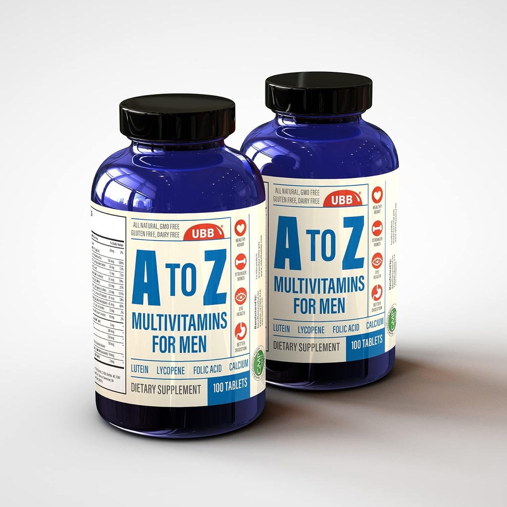 A to Z Multivitamin and Multimineral Supplement for Men - 3 Month Supply - Vitamins A C D E K B1 B2 B6 B12 Magnesium Calcium Biotin Potassium Zinc - Antioxidants for Heart & Immune Health (100 Count) 5