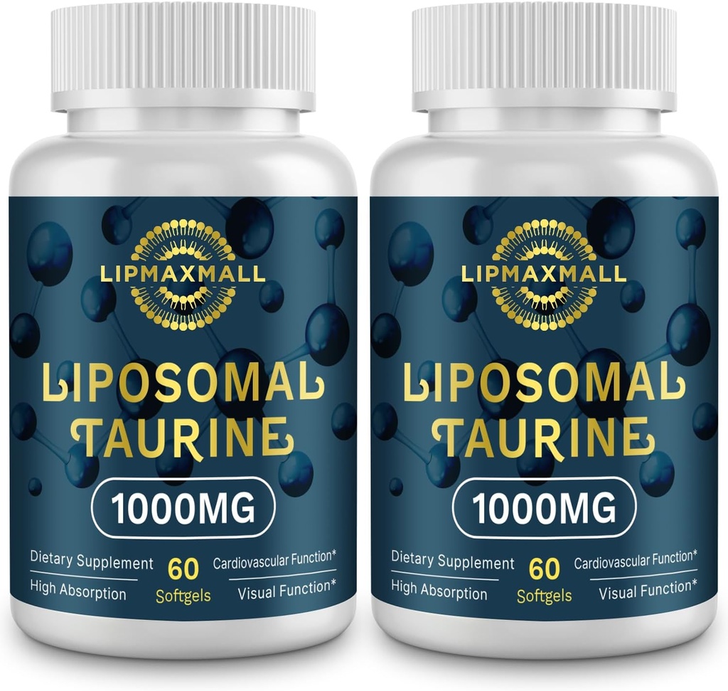 Liposomal Taurine Supplement 1000mg, High Absorption Amino Acid for Heart, Nerve, Brain, Visual (60 Softgels - 2 Pack) 2