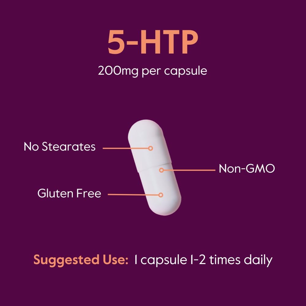 BESTVITE 5-HTP 200mg per Capsule (240 Capsules) (120 x 2) - No Stearates - No Flow Agents - Gluten Free - Non GMO 6