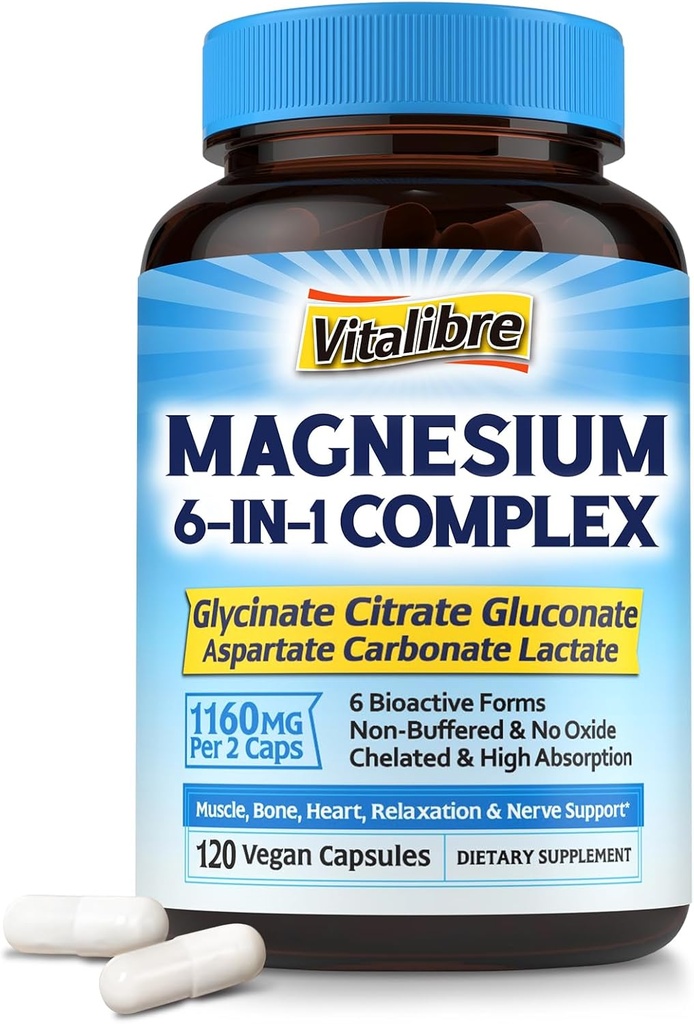 Women's Probiotics 100 Billion CFU 30 Capsules & Magnesium Complex Supplement 6 in 1, 120 Capsules 6