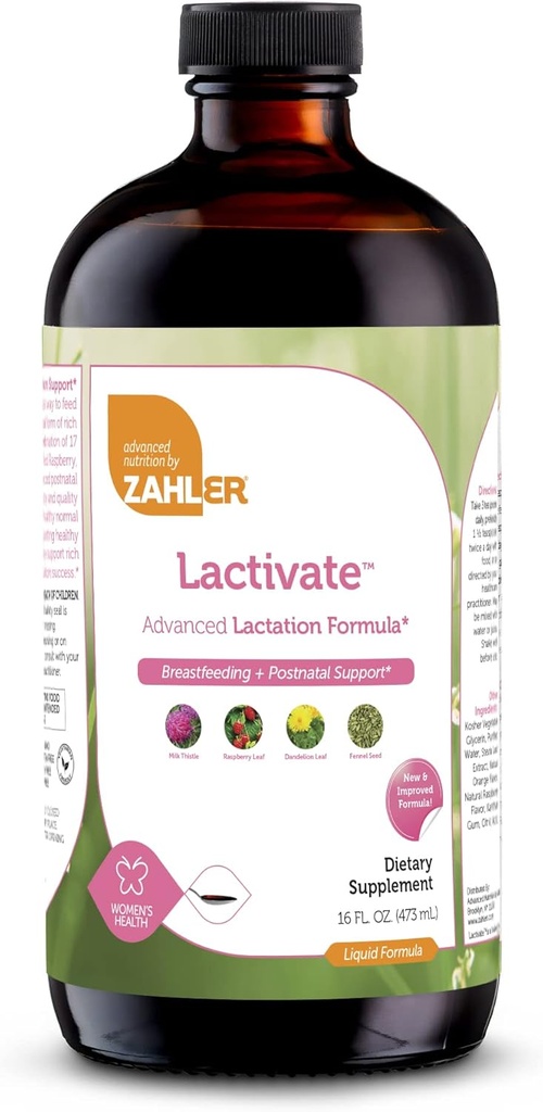 Zahler Lactivate, Lactation Support Supplement to Increase Mothers Milk Quality and Quantity, All Natural Breastfeeding Liquid Formula Containing Fenugreek, Certified Kosher Postnatal Vitamin, 16oz 2