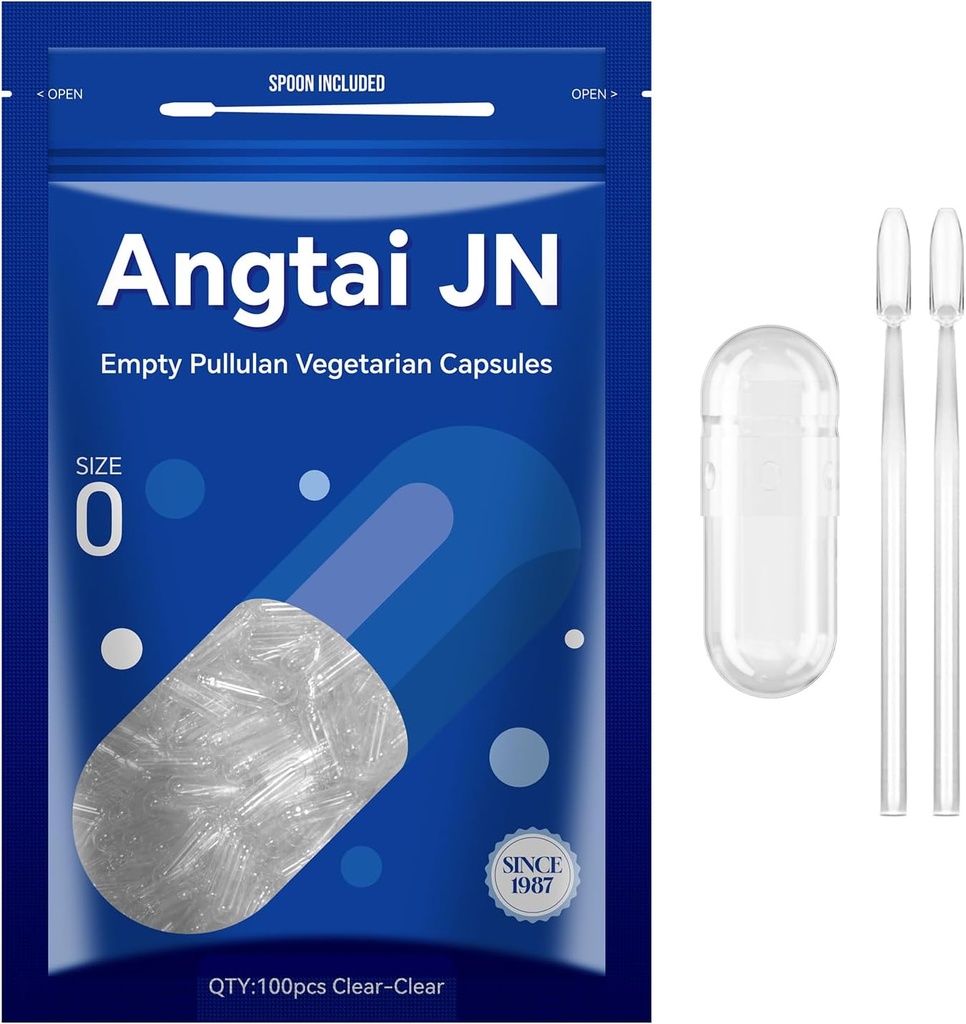 Empty Capsules Size 0 - Clear Fillable Vegetarian Capsules(100 Count) Size 0 Empty Pullulan Capsules with Two Micro Lab Spoons,- Veggie Capsules Empty Caps for DIY Your Own Supplements 2