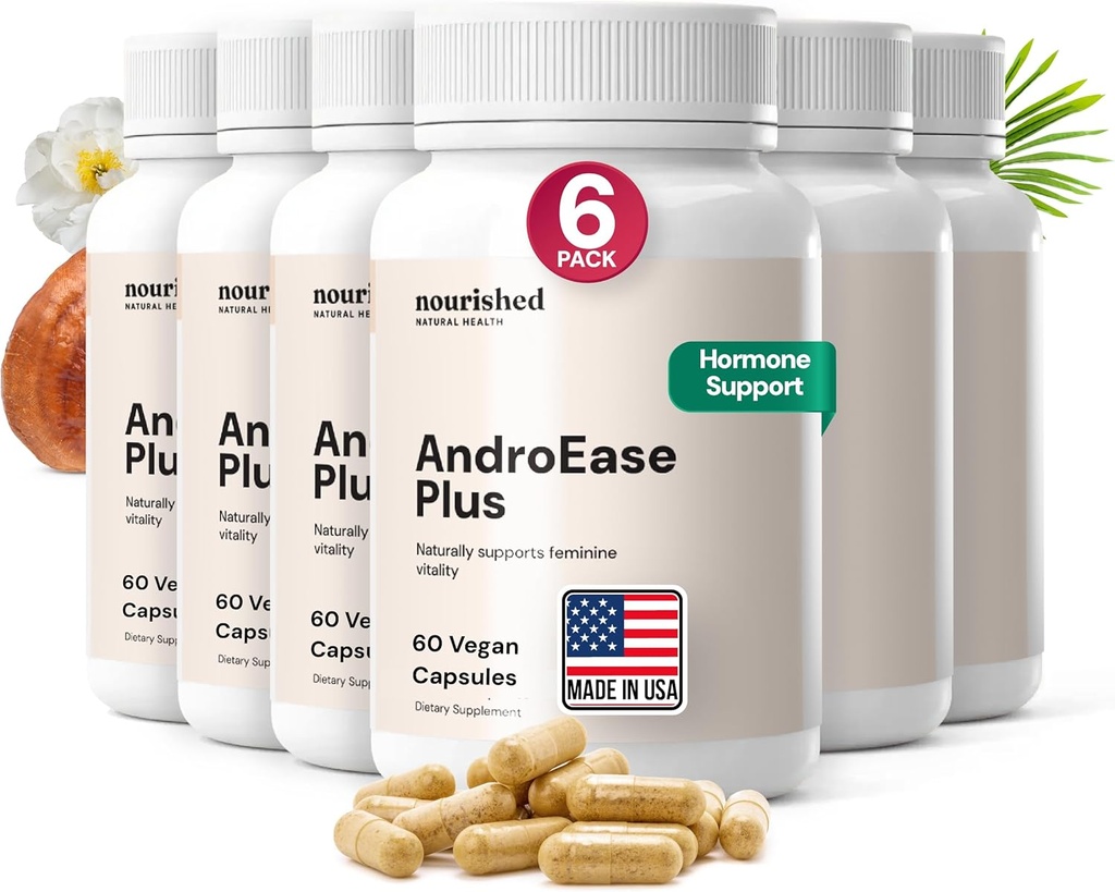 Nourished AndroEase Plus - Natural Balance Supplement for Women - Vegan Formula with Zinc & Saw Palmetto -360 Capsules for Daily Wellness & Vitality - Made in USA 2