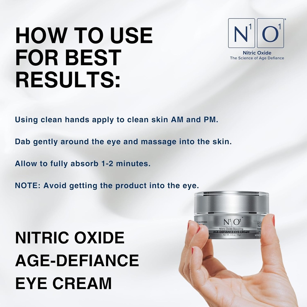 N1O1 Age-Defiance Eye Cream - Day & Night Moisturizer with Nitric Oxide, Hyaluronic Acid, Complex Peptides, Ceramides - Hydrating Eye Cream for Dark Circles, Wrinkles, Fine Lines, Puffiness - 0.5 oz. 5