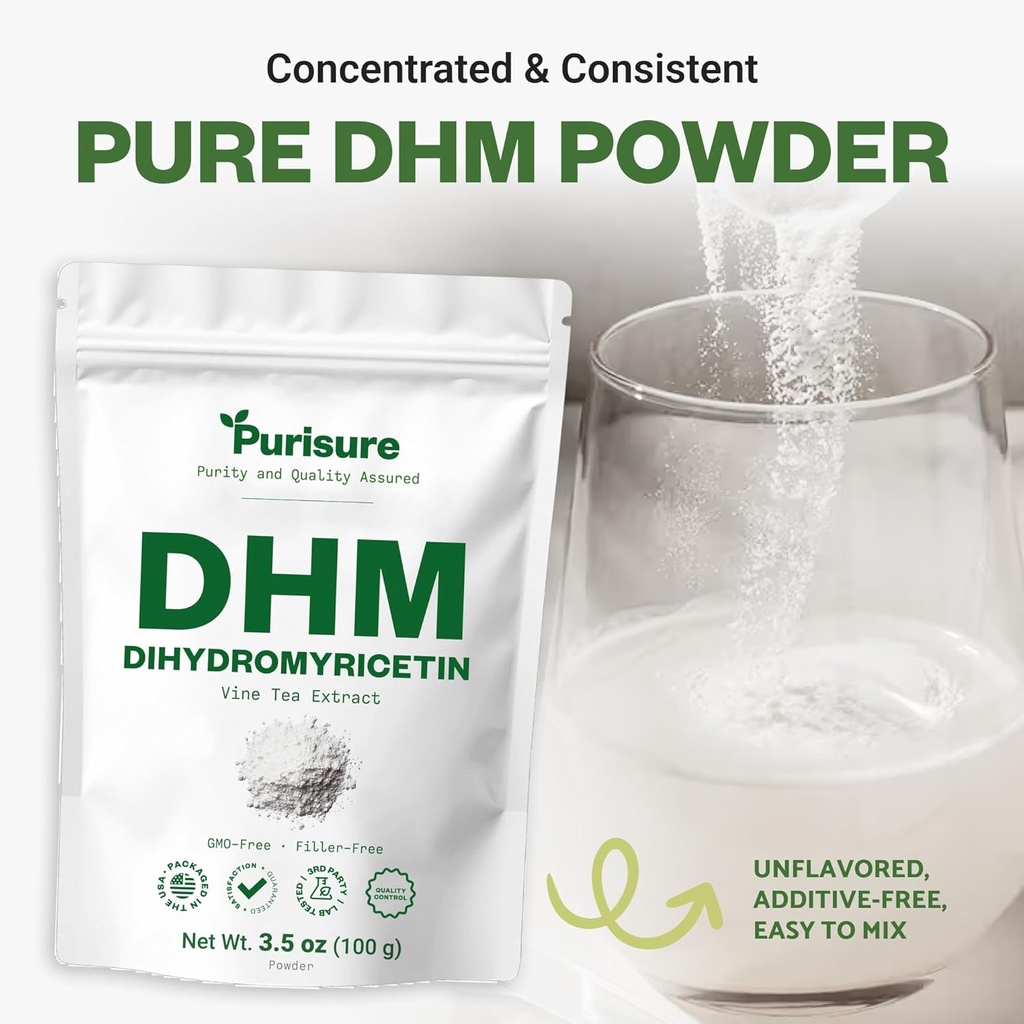 Purisure Dihydromyricetin Powder, 100g, 100% Pure DHM Supplements, Liver Support and Overall Wellness, Premium Quality DHM Supplement, Dihydromyricetin (DHM) Powder for Worry-Free Night Outs 6