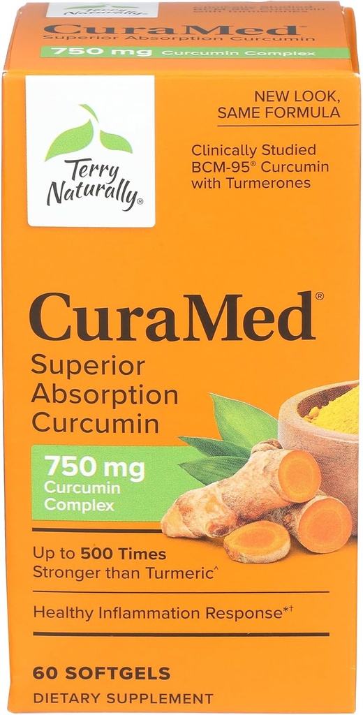Terry Naturally CuraMed 750 mg - 60 Softgels - Superior Absorption BCM-95 Curcumin Supplement, Promotes Healthy Inflammation Response - Non-GMO, Gluten-Free, Halal - 60 Servings 2