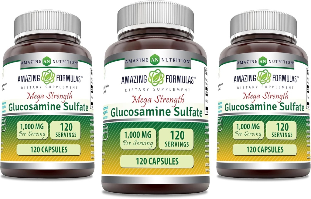 Amazing Formulas Glucosamine Sulfate 1000 mg Capsules Supplement | Non-GMO | Gluten Free | Made in USA (3 Pack | 120 Count) 2