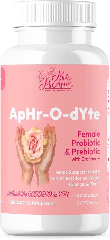 Mila Miamor ApHr-O-dYte Women’s Probiotic and Prebiotic with Cranberry - Gluten-Free, Non-GMO Supplement for Feminine Health, pH Balance, Odor Control, Urinary Tract - 60 Capsules 2