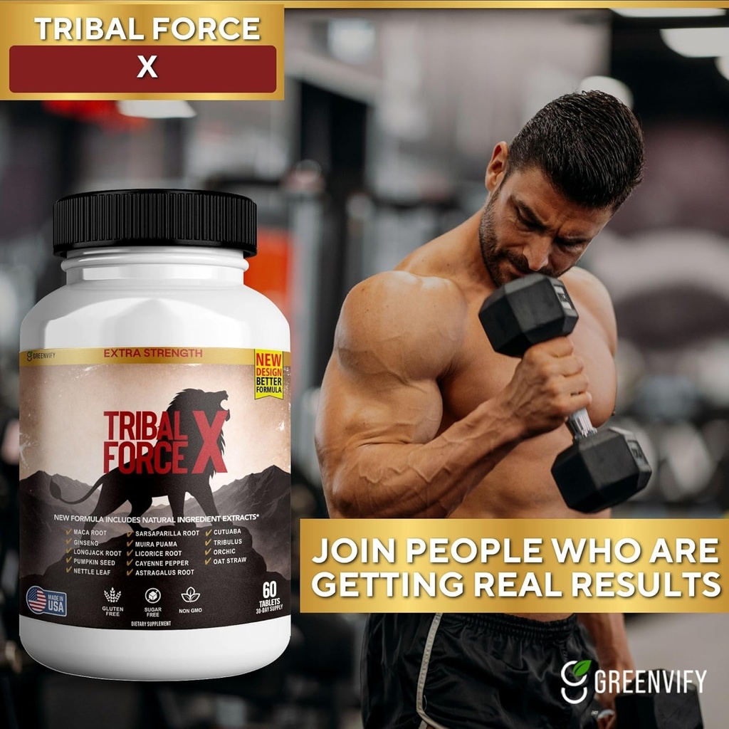 Tribal Force X Extra Strength Natural Supplement, 60 Tablets, Gluten Free, Non-GMO, 30 Day Supply (1) 5