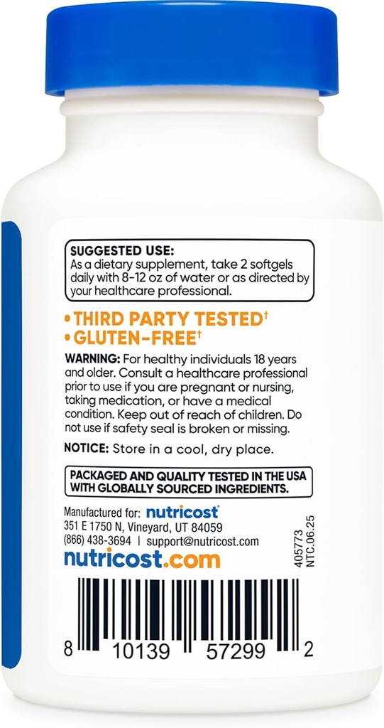 Nutricost Krill Oil 1000mg; 60 Liquid Softgels (2 Bottles) - Omega-3 EPA-DHA 5