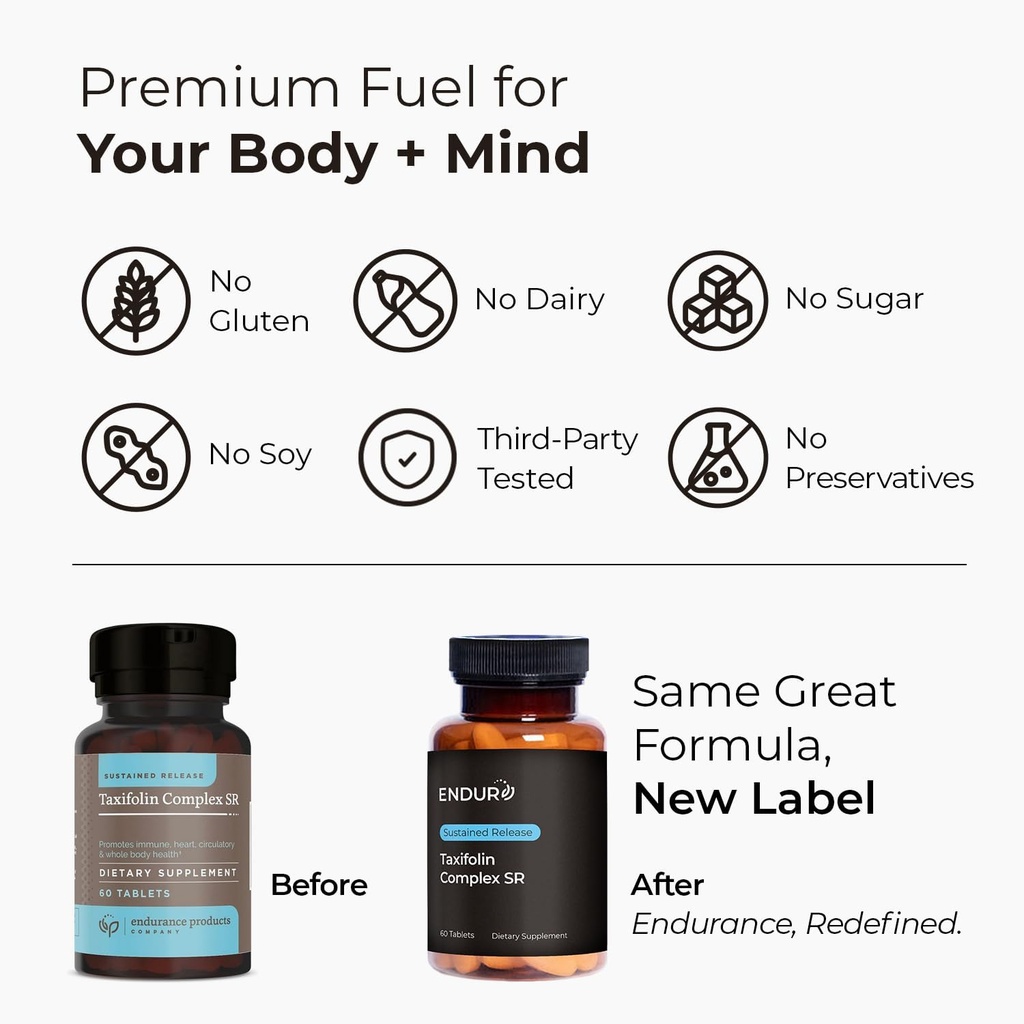 Endur Taxifolin Complex SR, Immune Health Supplement, Helps Provide Antioxidant Protection & Promotes Healthy Circulation, Gluten Free, 60 Tablets 4